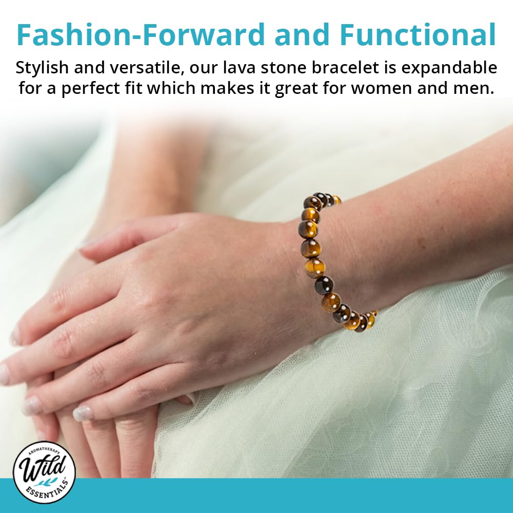 Wild Essentials Turquoise and Hematite Lava Stone Essential Oil Diffuser Bracelet, Expandable up to 8 inches, Aromatherapy Jewelery for Women and Men