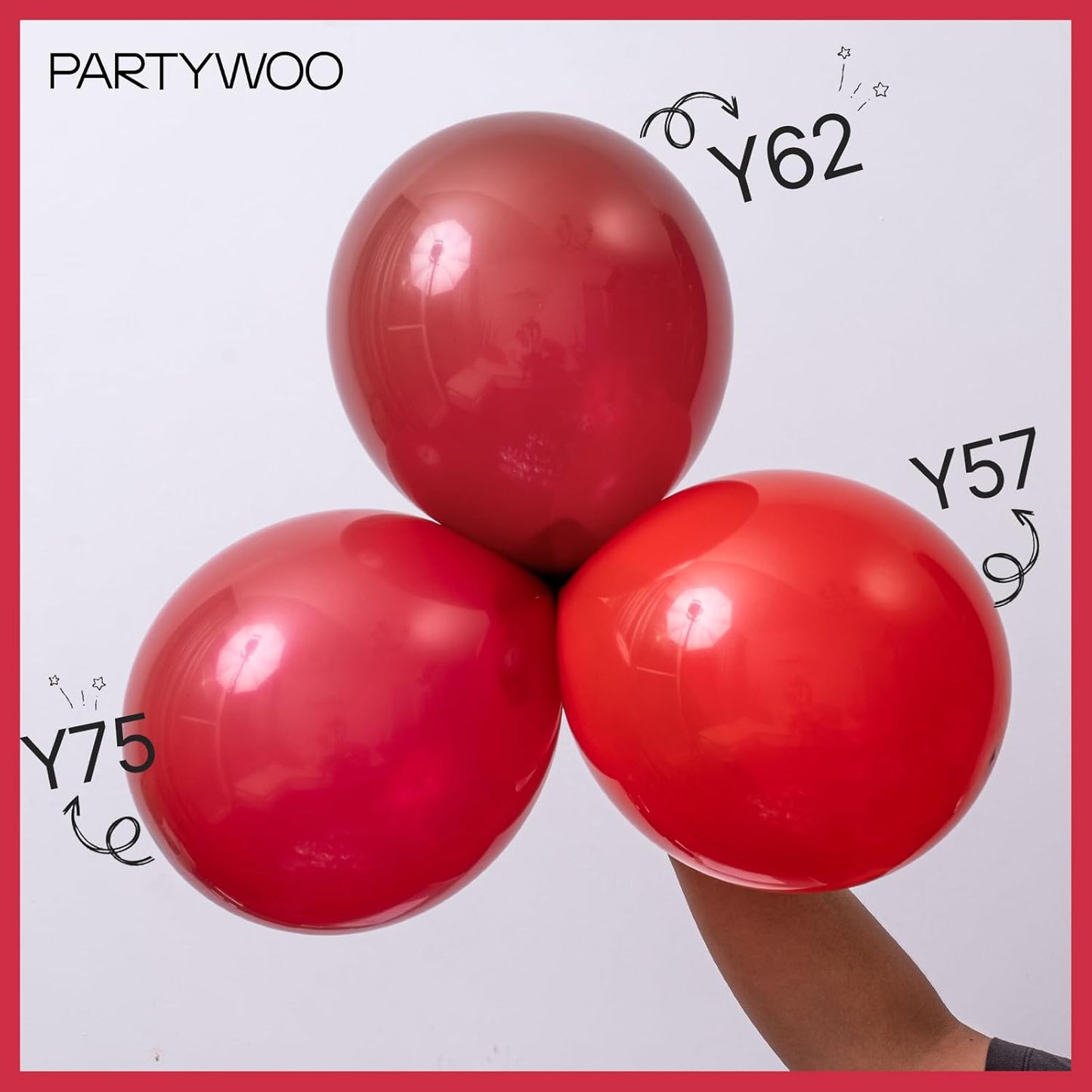 PartyWoo Maroon Balloons - 100 Pcs Dark Red Burgundy Arch Kit | Various Sizes for Graduation & Weddings