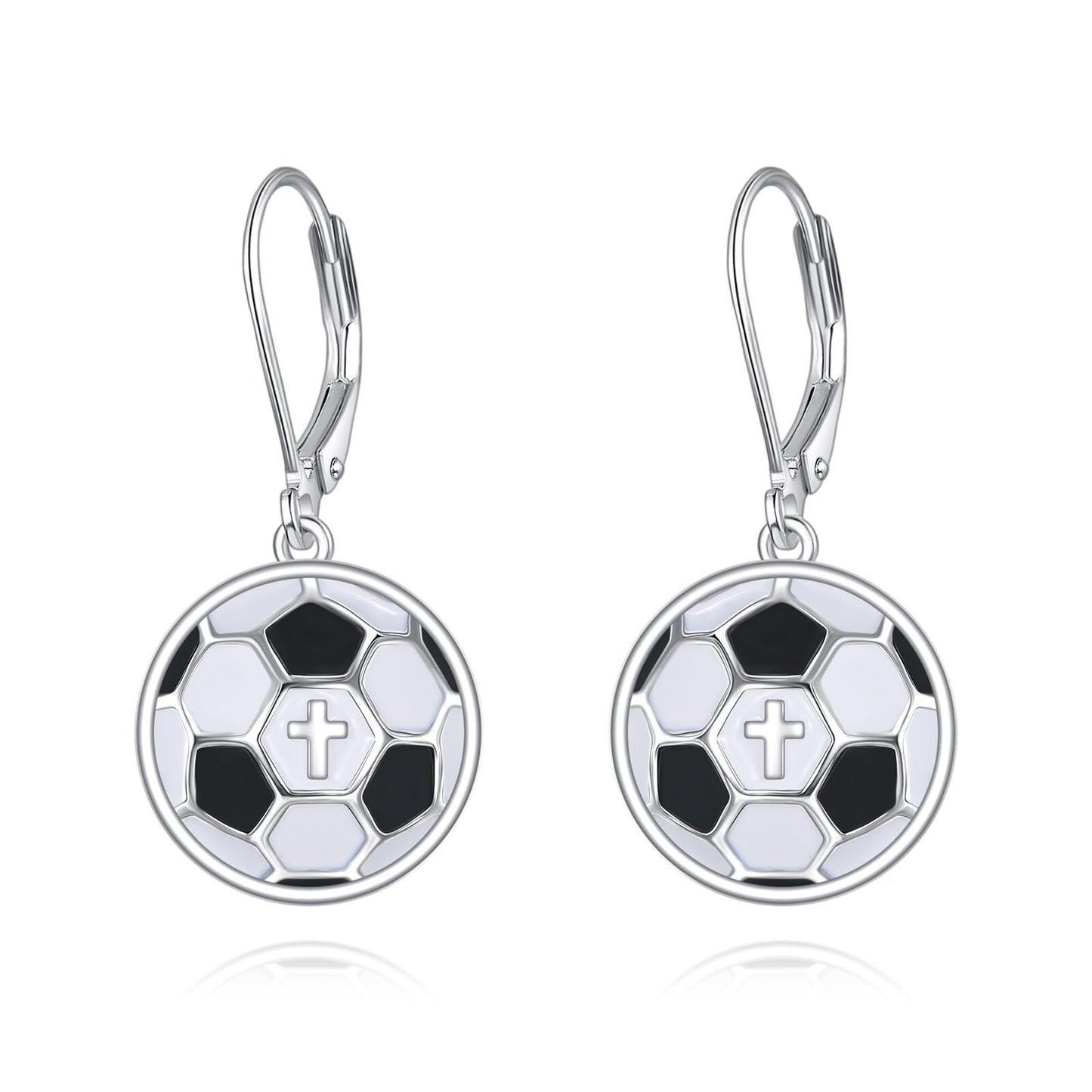 Soccer Earrings for Women 925 Sterling Silver Soccer Leverback Dangle Earrings Sports Jewelry Gifts