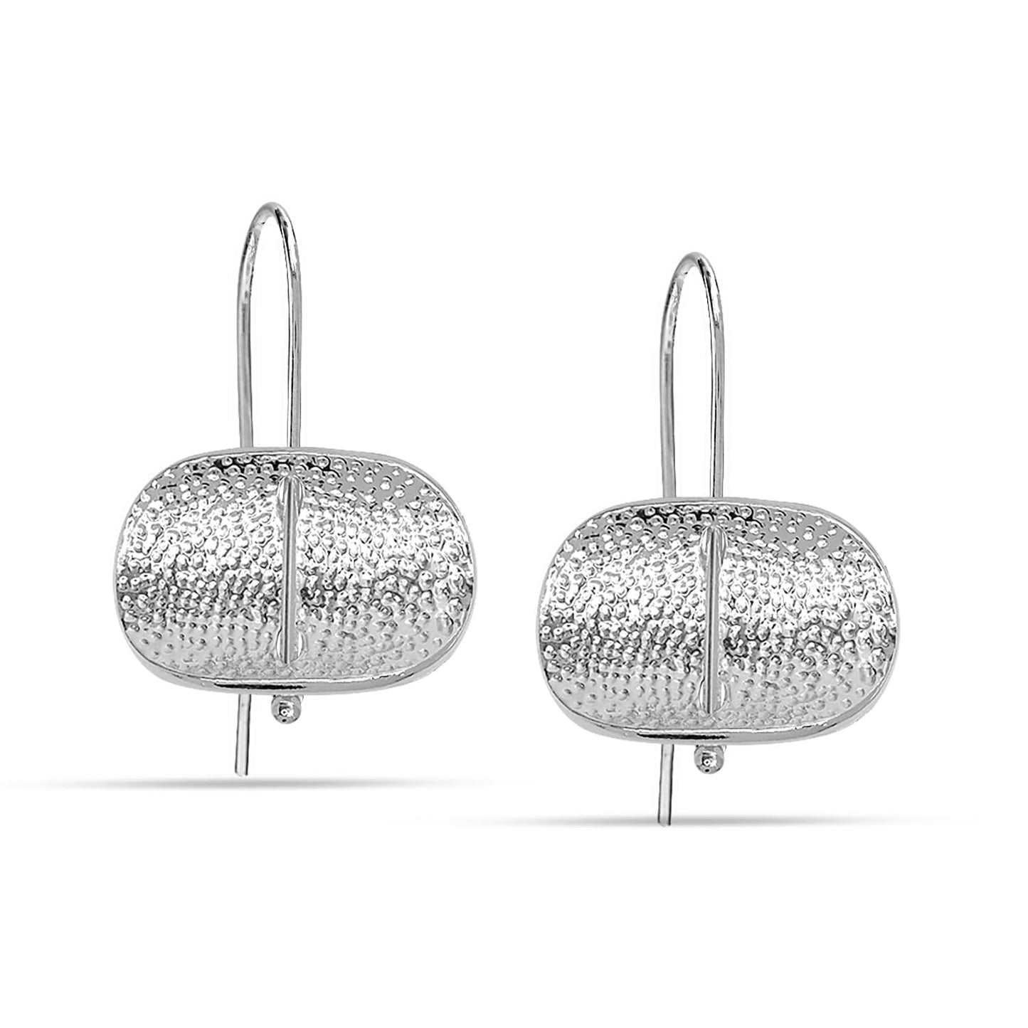 LeCalla 925 Sterling Silver Jewelry Concave Disc Handmade Drop Earring Lightweight Minimalism Creative Hook Earrings for Women 35 MM