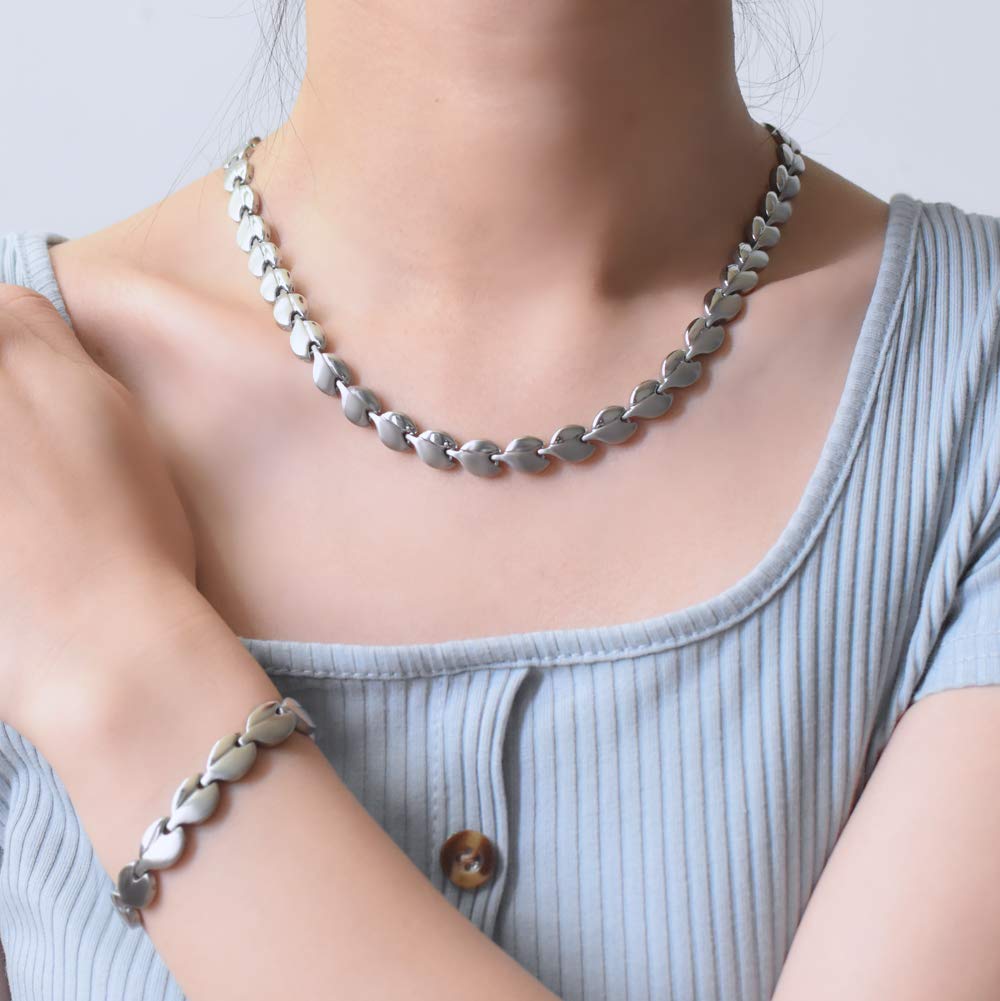 KYOSI Magnetic Necklace Bracelet for Women 3500 Gauss Strength Magnet Jewelry Set Magnetic Bracelet and Necklace