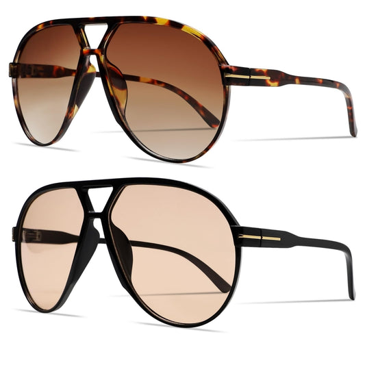GUVIVI Retro Aviator Sunglasses for Women Men Oversized Classic 70s Vintage Trendy Square Aviators Tortoise Sun Glasses