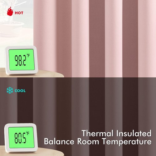 MIULEE Baby Pink Blackout Curtains - Thermal Insulated Room Darkening Drapes | 84 Inch Long, 2 Panels