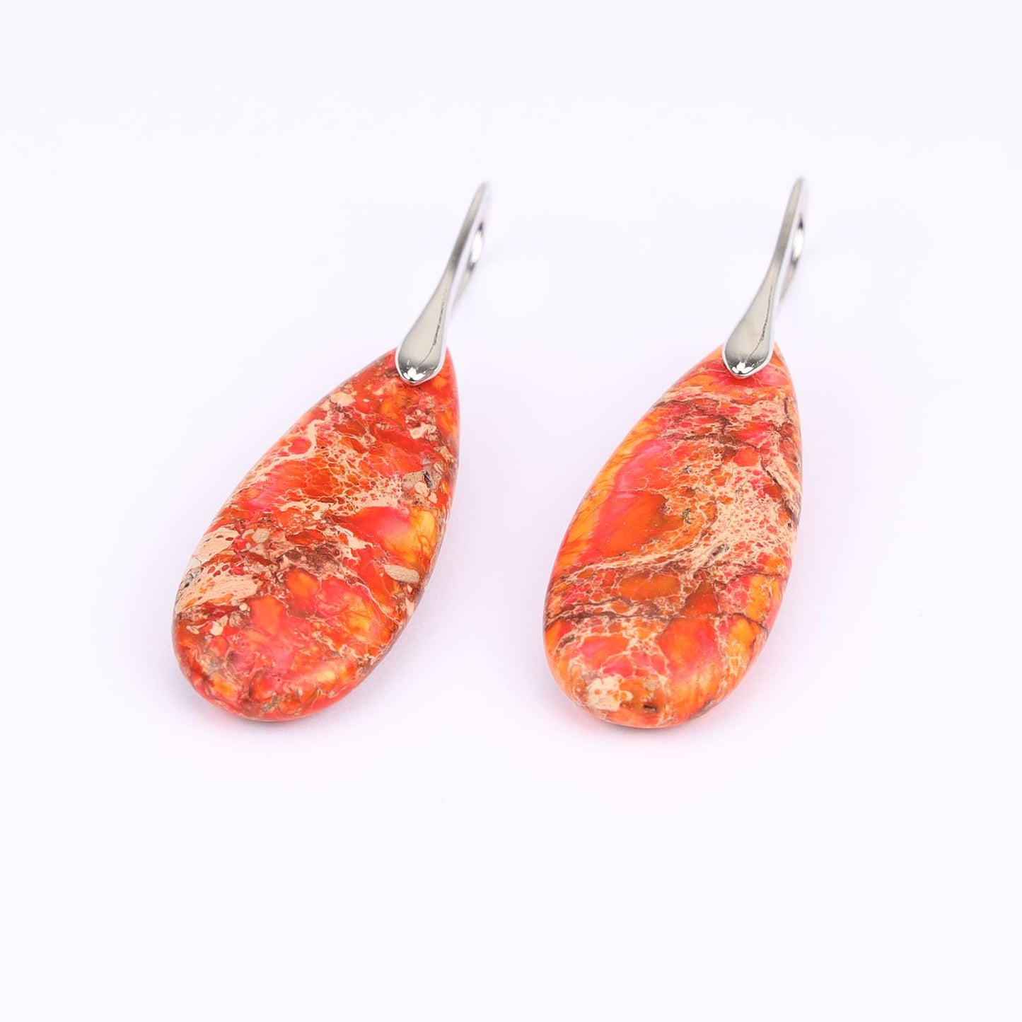 Lettarius Natural Crystal Healing Moon Stone Drop Earrings for Women Sea Sediment Rock Teardrop Birthstone Orange Quartz Dangle Silver Plated Jewelry