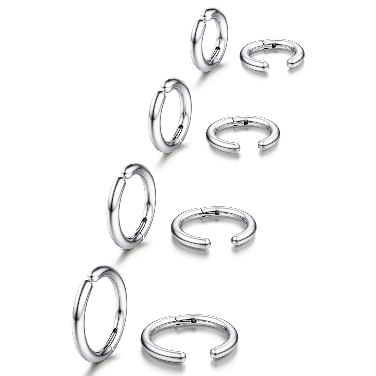 YADOCA 8 Pieces Clip On Earrings For Men Women Non-Piercing Fake Earrings Stainless Steel Clip On Hoop Earring Cool Earrings Ear Clips Set for Gifts, HZHENG-YADC-WLY25-menclip-S