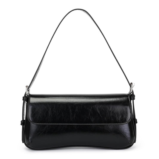 Herald Small Shoulder Bag for Women, Cute Going Out Purse Trendy Mini Clutch Hobo Handbag with Adjustable Strap (Black)