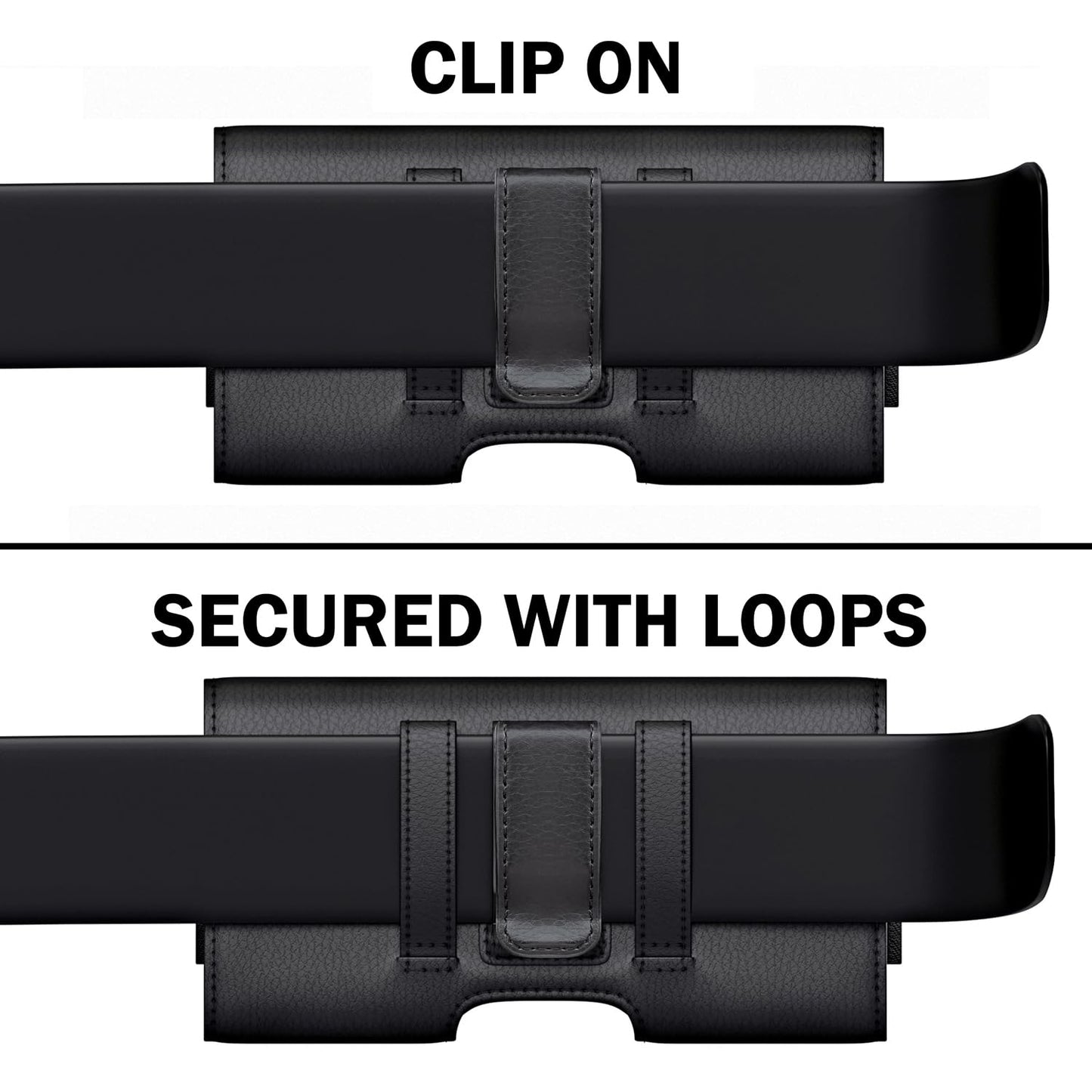 Meilib Cell Phone Belt Holder with Clip, Holster for Men, Premium Cellphone Pouch Case for iPhone 17, 16e, 16, 15, 14, 13, 12, 11 & Pro Models, (Fits with Otterbox Commuter Case on), Black