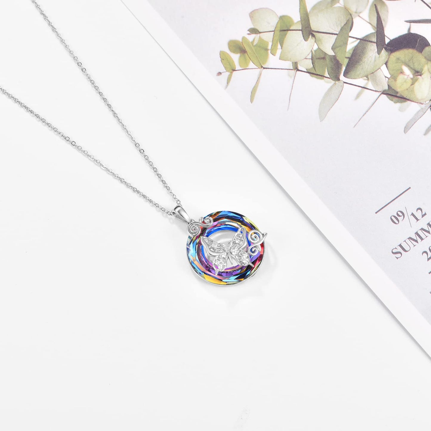 AENEAS Butterfly Necklaces Sterling Silver Crystal Pendant Necklace Butterfly Jewelry Gifts for Women Wife Her