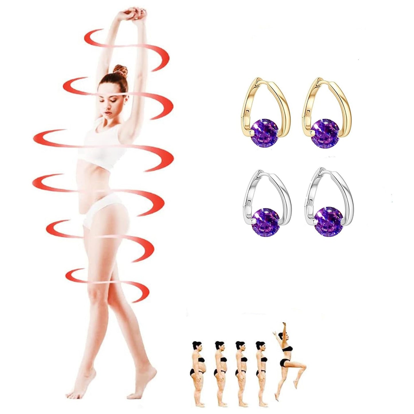 Halolux Lymphvity Germanium Earrings Atheniz Lymphatic Earrings Lymphatic Germanium Earrings Lymphatic Drainage Earrings Sparkle CZ Hoop Earrings for Women (2pair purple)