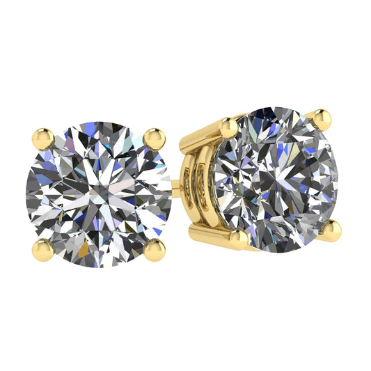 Central Diamond Center Round Simulated Diamond Stud Earrings Hypoallergenic Metal & Sterling Silver CZ - 8.50mm (5.00cttw) Yellow