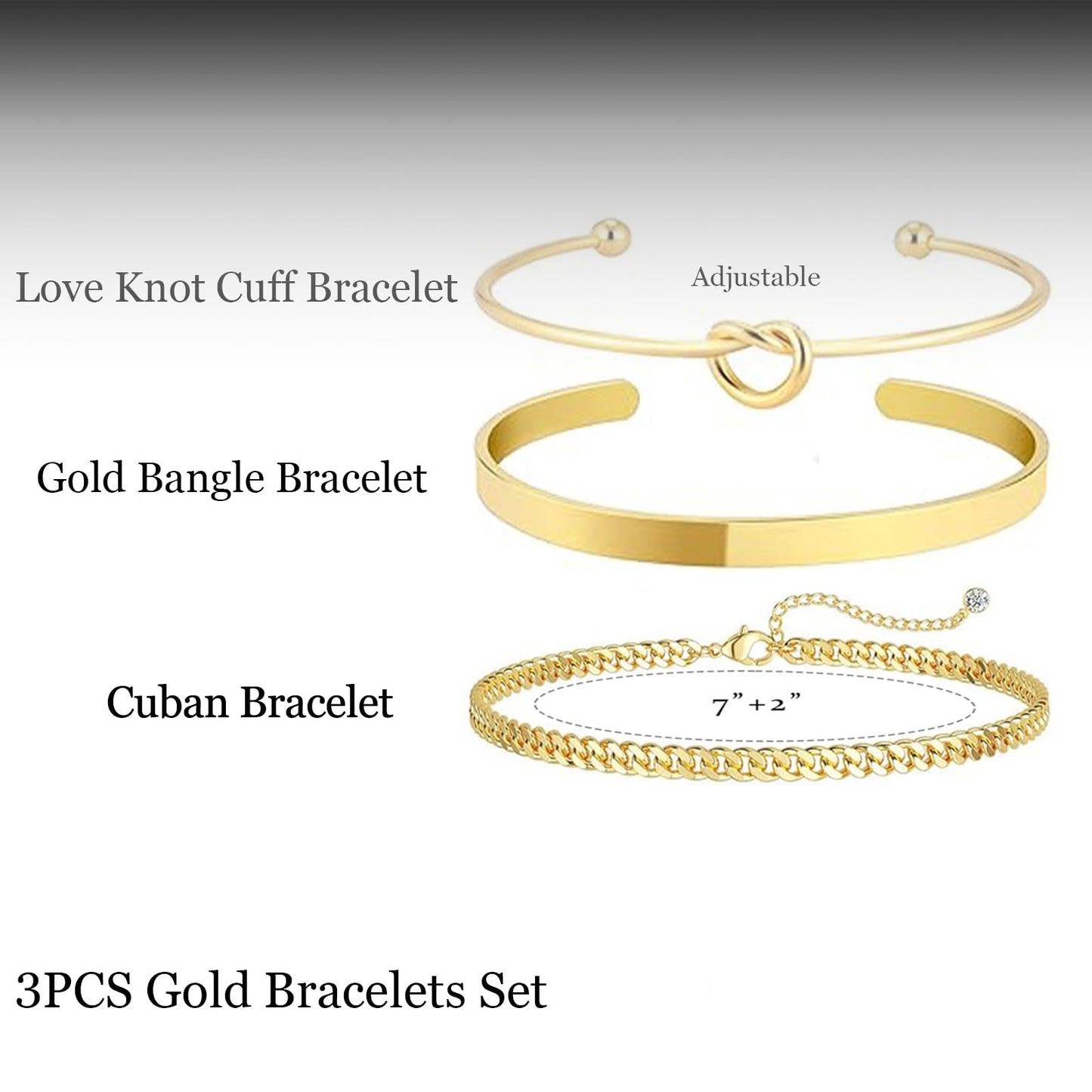 HERIER Gold Bangle Bracelets Stack for Women Trendy 14K Gold Plated Cuban Chain Bracelets Set Jewelry for Women Non Tarnish
