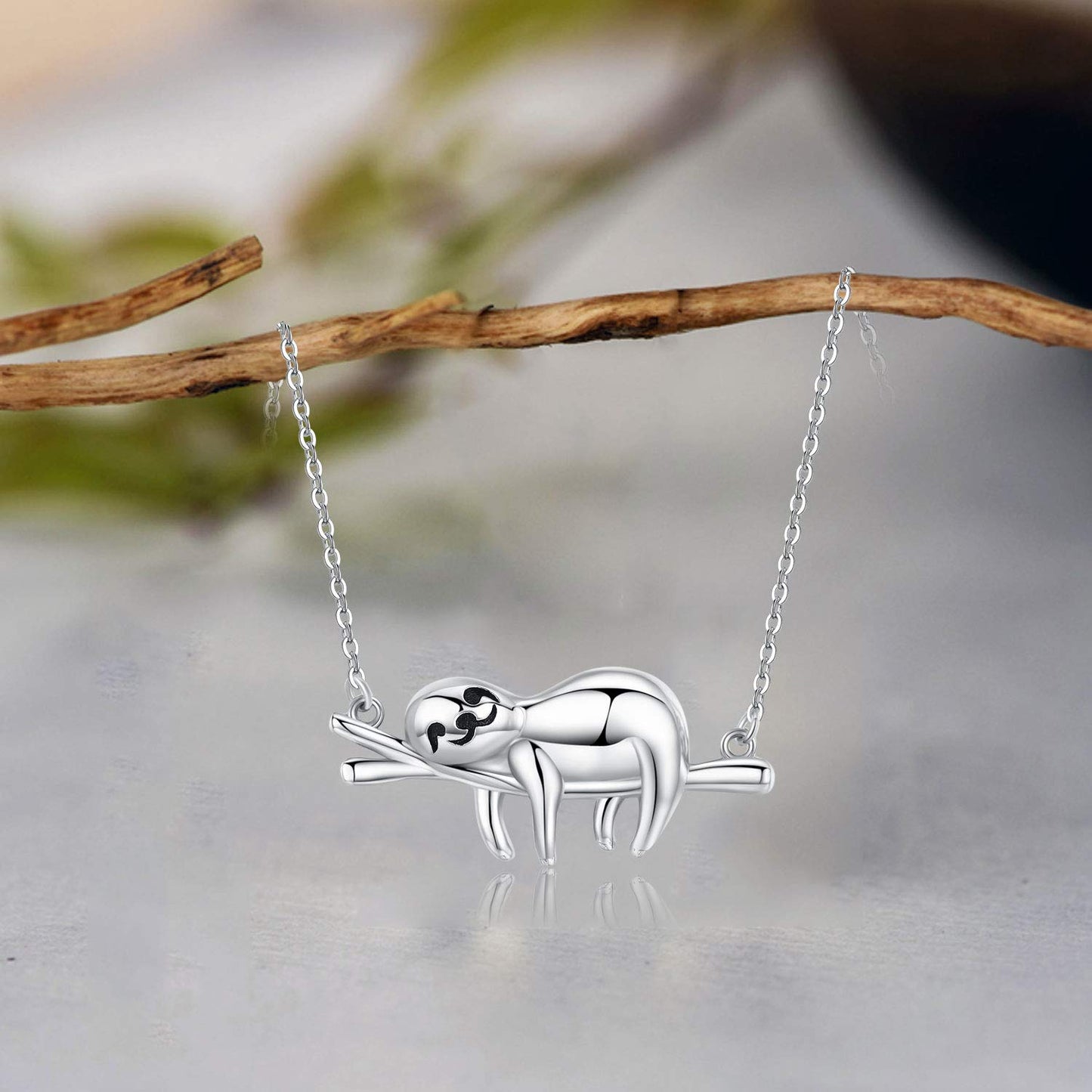 JUSTKIDSTOY Sloth Necklace for Women Sterling Silver “Slow Down Be Happy” Sloth Pendant Necklace Cute Animal Jewelry Graduation Gifts for Daughter