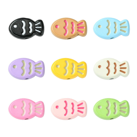 LiQunSweet 45 pcs 9 Colors Cute Fish Baking Paint Alloy Beads Ocean Sea Animal Jesus Spacer Loose Beads for DIY Jewelry Bracelet Necklace Crafts Bag Keychain Decor