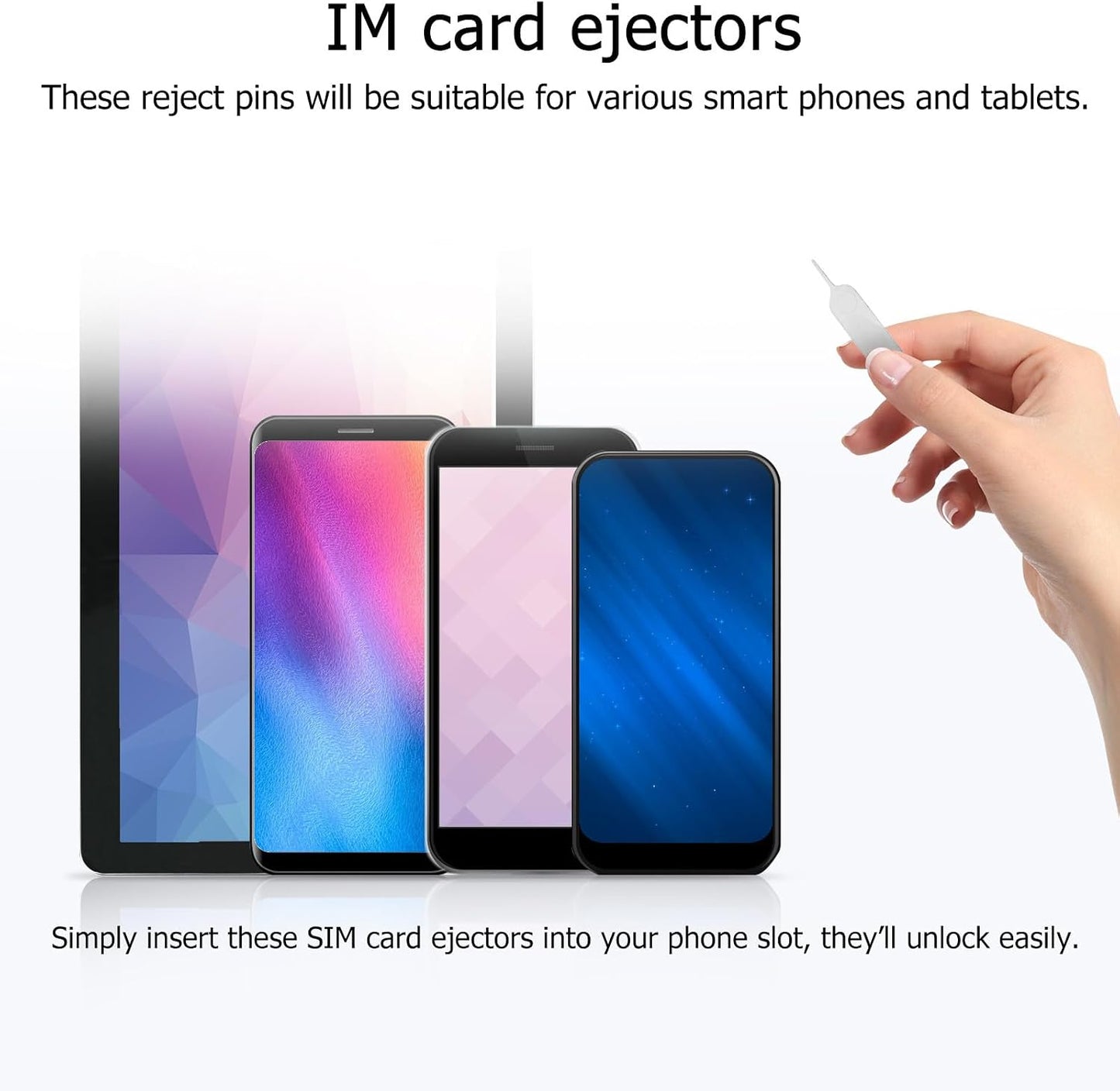 100 Kichvoe Pcs Sim Card Tool Kit for Smartphones and Tablets Silver Metal Sim Ejector Pins with Practical Eject