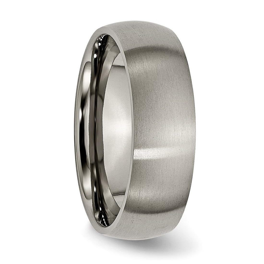 JewelryWeb Titanium Half Round 7mm Brushed Band Ring Size 6 Ring for Women and Men