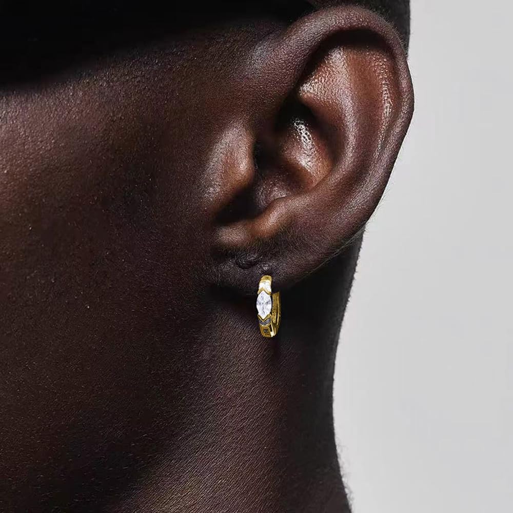 Lymphatic Drainage Slimming Hoop Earrings, Titanium Ion Lymphvity Germanium Earring Acupuncture Therapy Hoop Moissanite Earrings Jewelry for Women Men (gold)