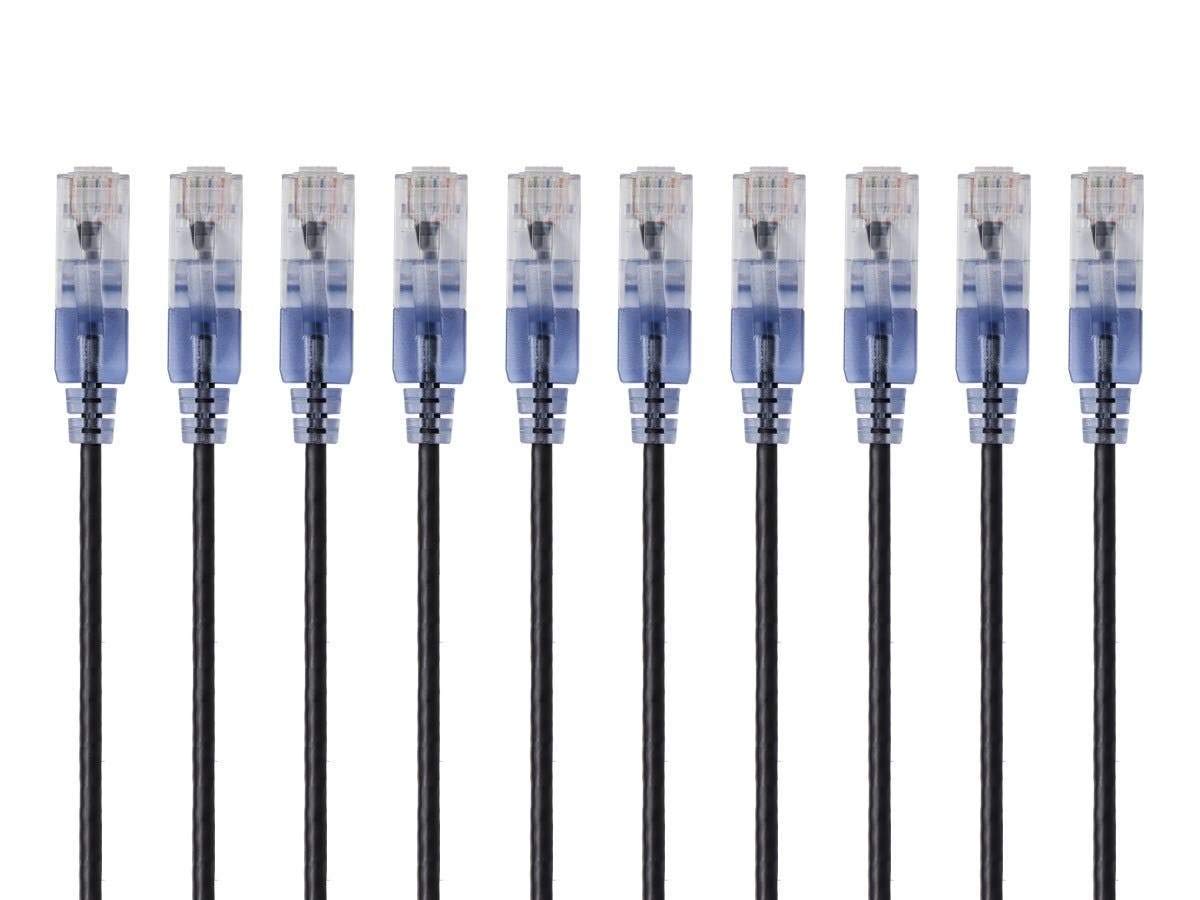 Cat6A 5 (10 Pack) RJ45 550Mhz 10G 30AWG Monoprice Ethernet Patch Cable - Feet - Orange Snagless UTP Pure Bare Copper