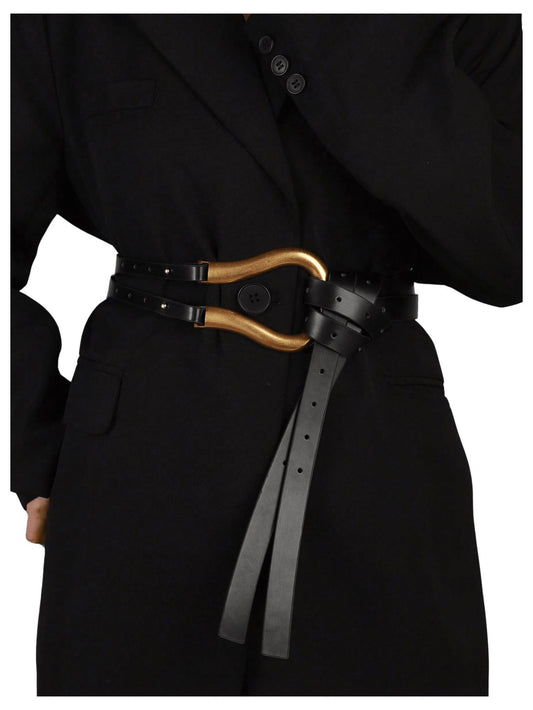 GORGLITTER Women's Renaissance Belt Wrap Belts Pirate Viking Belt with Ring Black One-Size