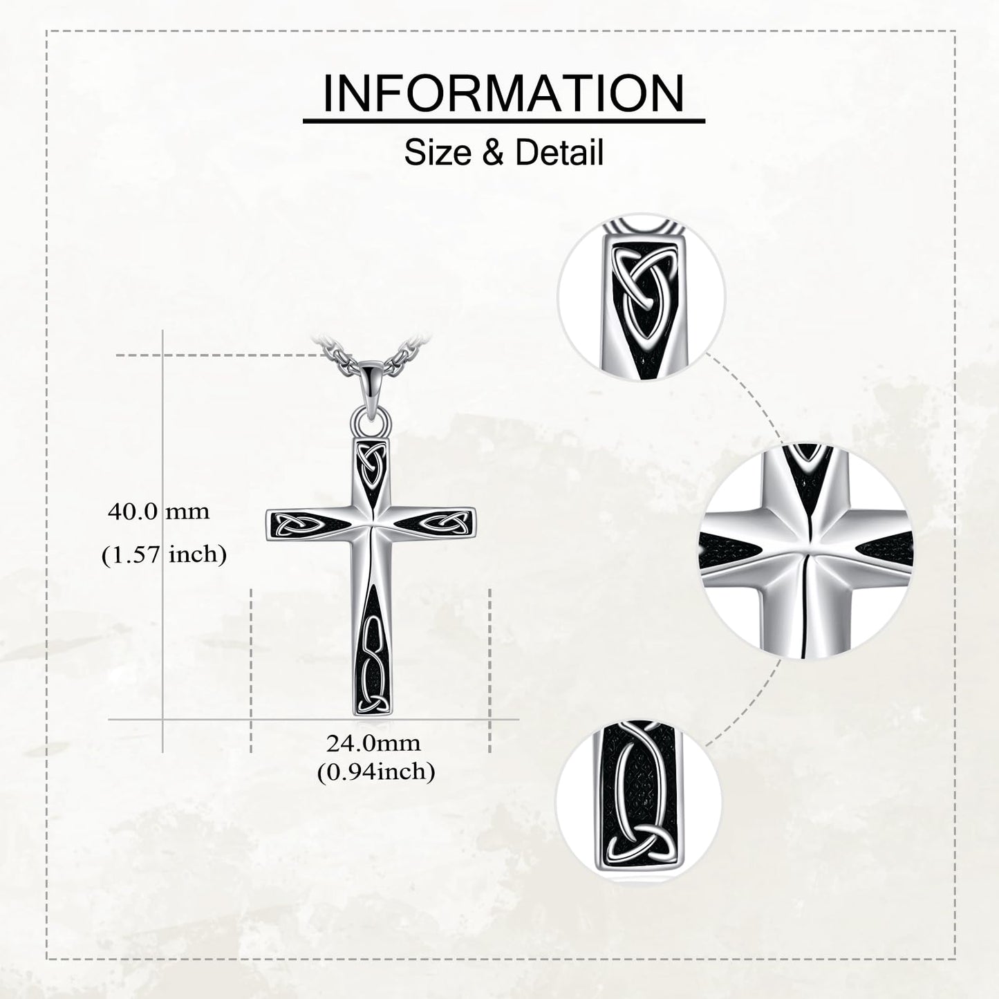 ONEFINITY Religious Cross Pendant Necklace Sterling Silver Origami Cross Pendant Gifts for Women Men Jewelry (Celtic Knot Origami)