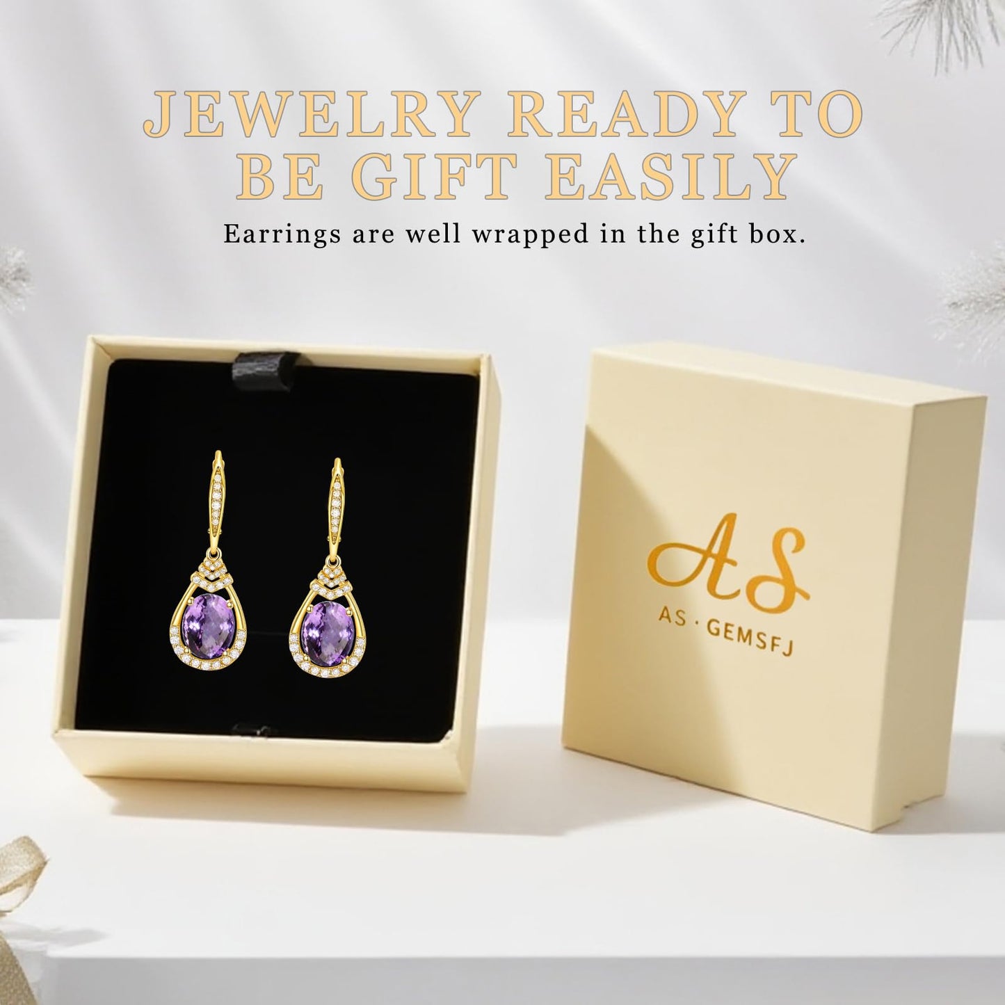 Purple Alexandrite Earrings Sterling Silver Teardrop Dangle Earrings June Birthstone 18K Gold Plated Leverback Drop Earring for Mom Lady Sparkling Wedding Jewelry Gifts for Bride Party Birthday Christmas