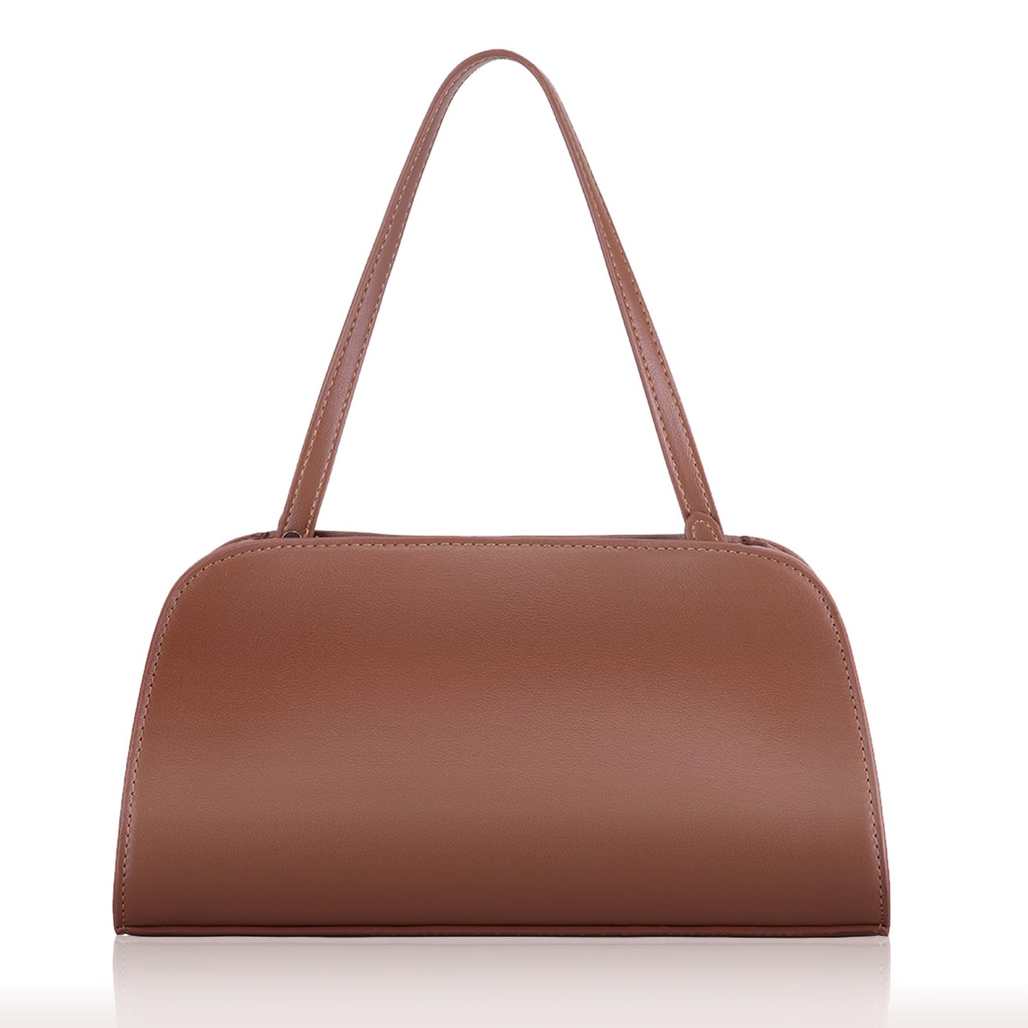 Quelis Small Leather Tote Bag，Clutch Purse with Shoulder Strap， Small Vegan Leather Handbag