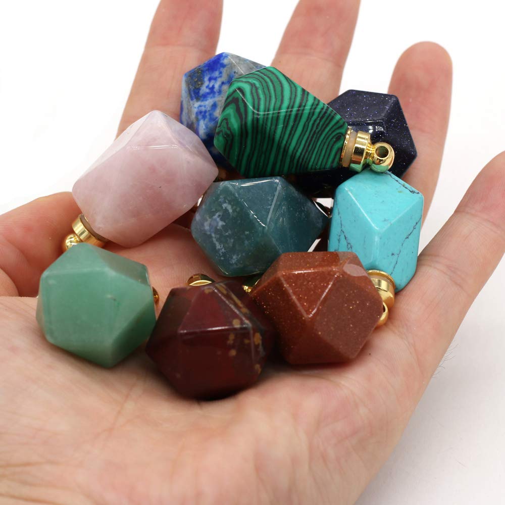 Zotoone Natural Stone Perfume Bottle Pendants Charms Essential Oil Bottle Stone Essential Oil Diffuser Necklace for Women Necklace Jewelry Gift（Random 3 Pieces）