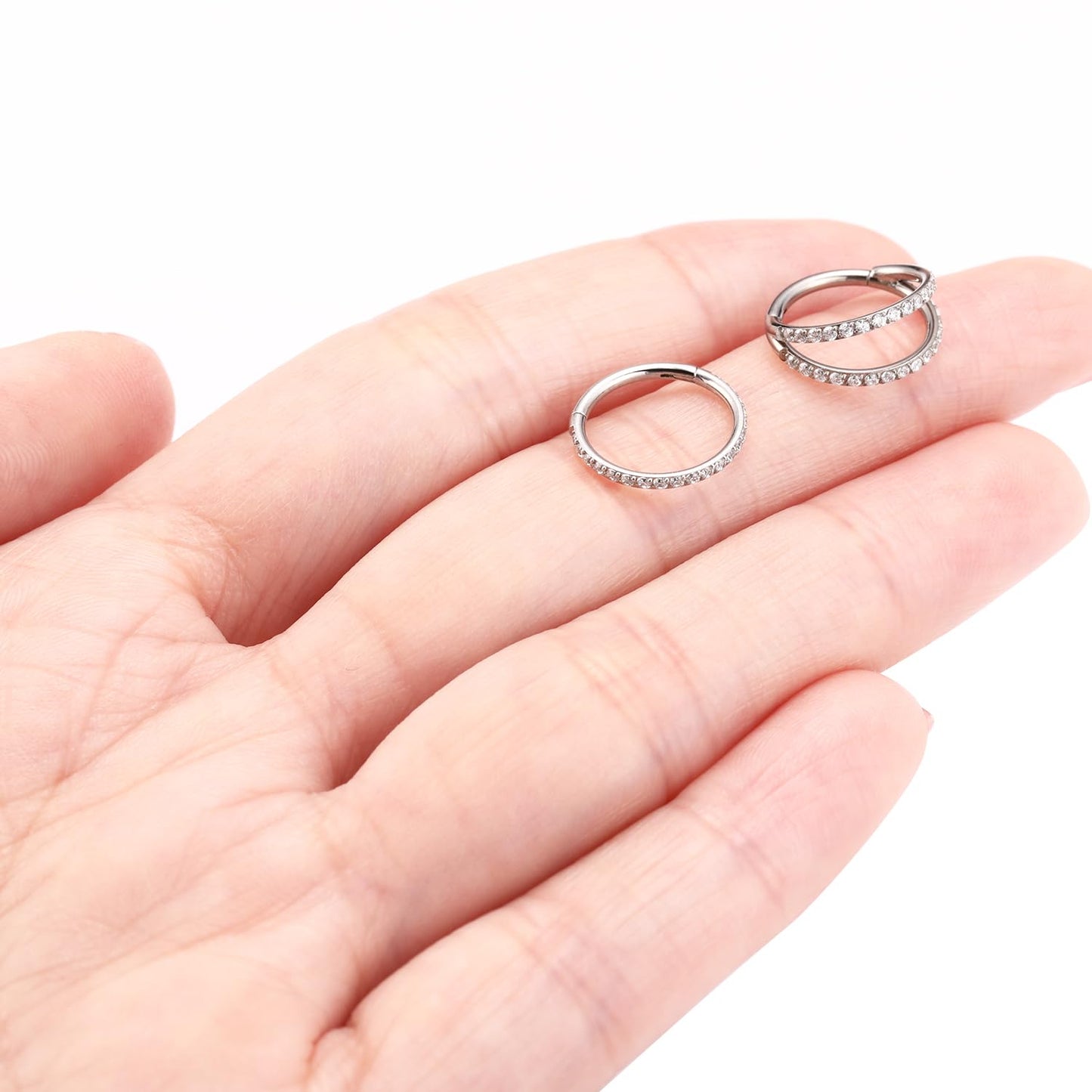 Conch Piercing Jewelry Silver Hoop Earrings 16g Nose Hoop with CZ Double Hoop 12mm Septum Jewelry Surgical Steel Septum Ring Septum Clicker Lip Rings Helix Earring Conch Piercing Cartilage Earring