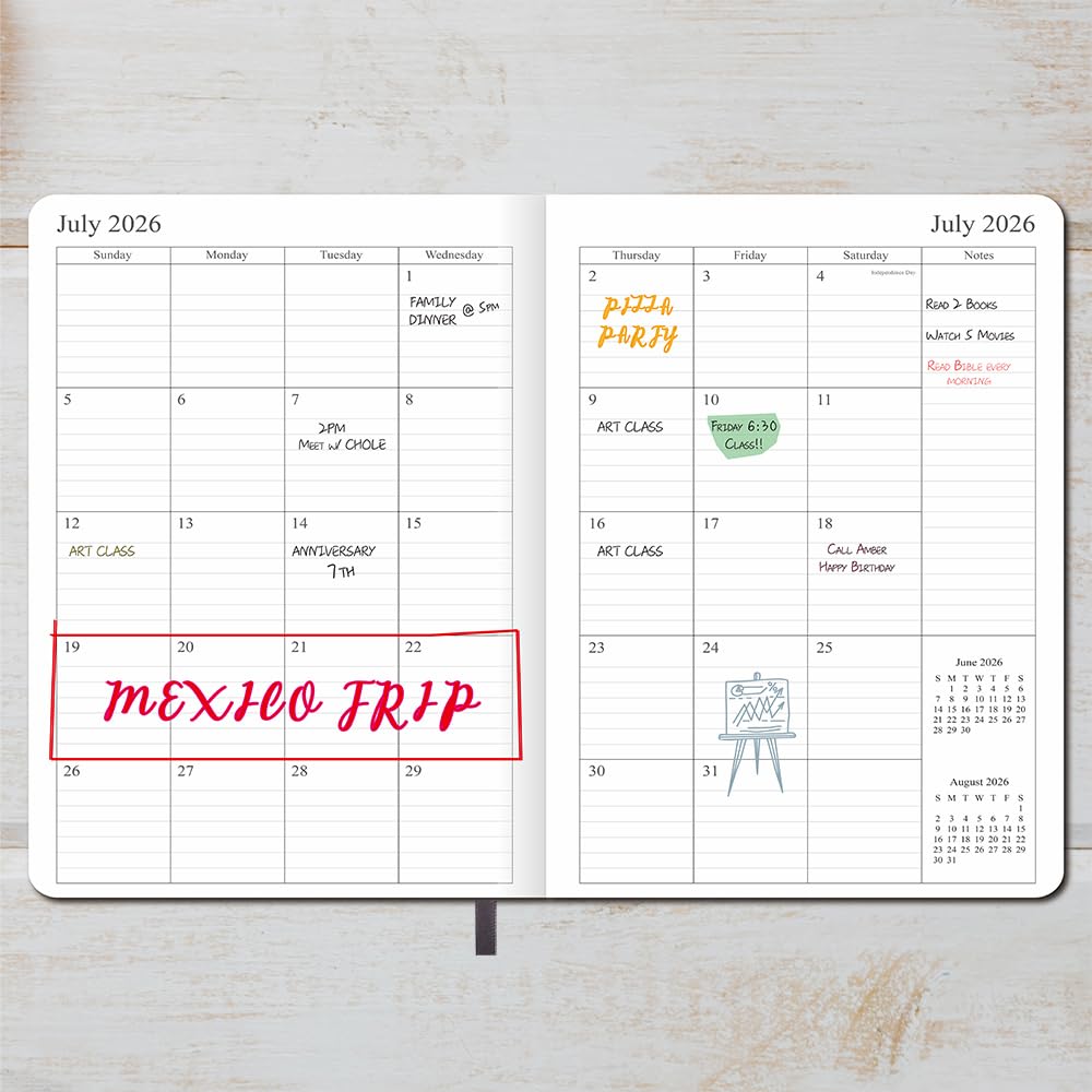 26-27 Academic Planner - Weekly and Monthly Planner, Jul 2026 - Jun 2027, Vegan Leather Cover, Elastic Closure, 8.5"x11", Grey