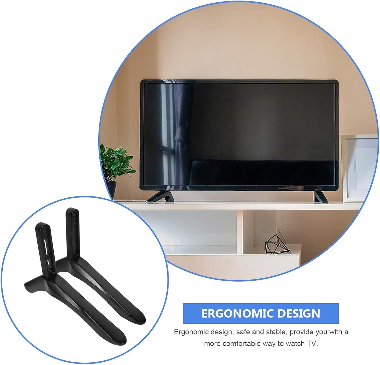 KALLORY Setup Sturdy TV Stand Base with Screws - Perfect for Living Room and Dorm