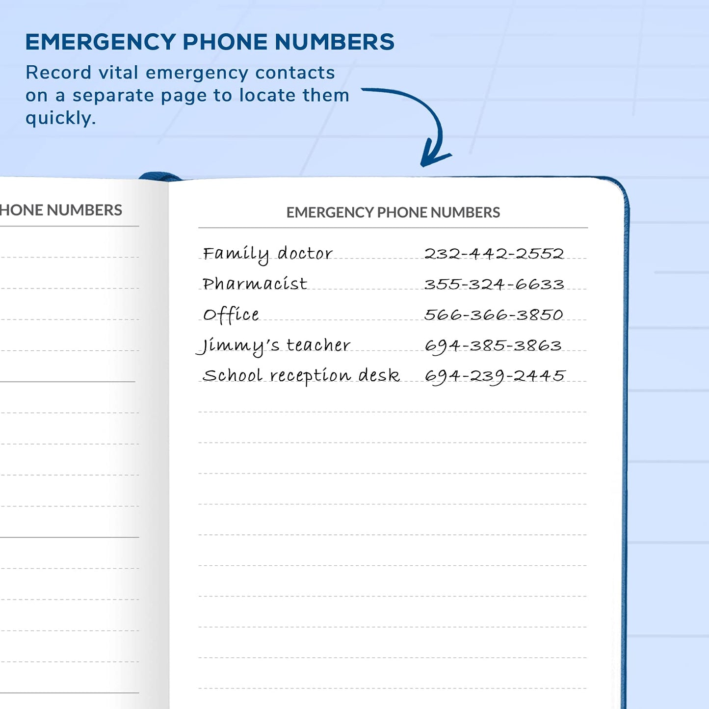 Skyline Address Book – Mini Telephone Contact Book with Password Log for Purse – Small Phone Number Book for Women & Men – Pocket Size, 3.5x6.2″, Hardcover (Mystic Blue)