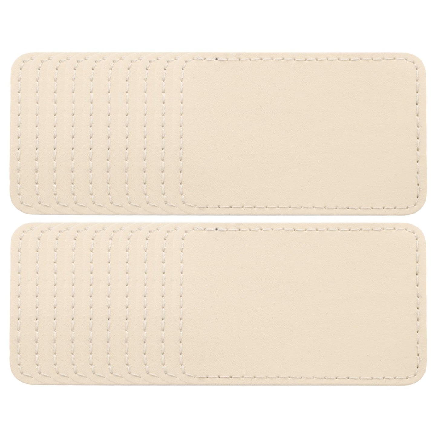 MECCANIXITY Blank Leatherette Patches, 3x2 Inch Rectangle Faux Leather Hat Patches with Adhesive Iron-on Heat Press Laserable Rustic for Hats DIY Fabric Repair Sew(Beige, Pack of 25)