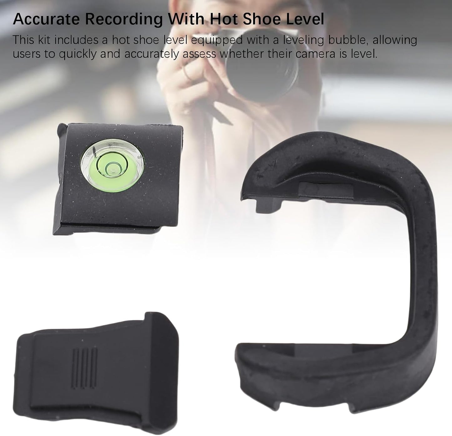 R5 R6 Bewinner Camera Eyecup Viewfinder, Hot Shoe Cover & Bubble Level Kit for - Silicone Eye Cup, Dust Cap, Spirit