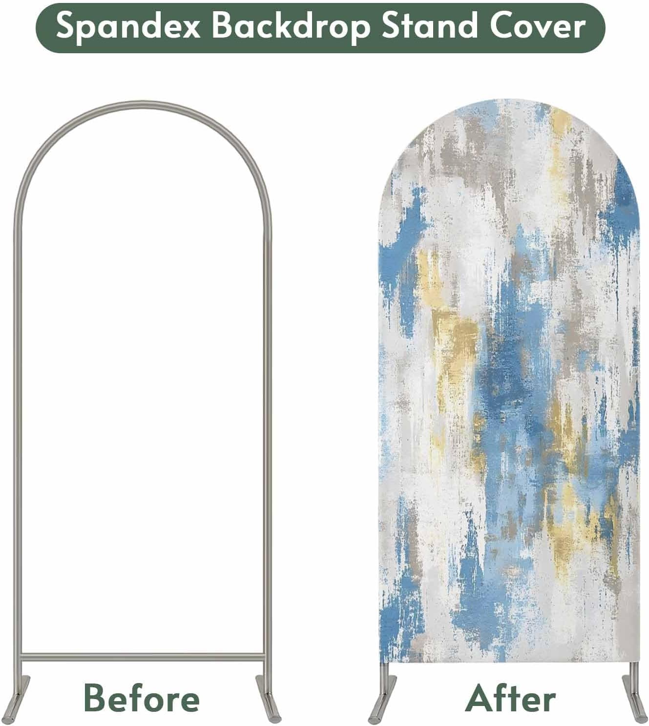 Jnbasdffb 6.6 Blue Gray Ombre Wedding Arch Cover, Stretchy Spandex Arch Backdrop Stand Covers FT, Vintage Abstract Art