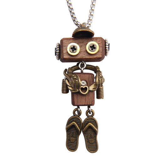 joymiao Wooden Pendant Necklace Steampunk Necklace Womens Gold Necklace Vintage Leather Choker Stainless Necklace Chain Hippie Choker Necklace