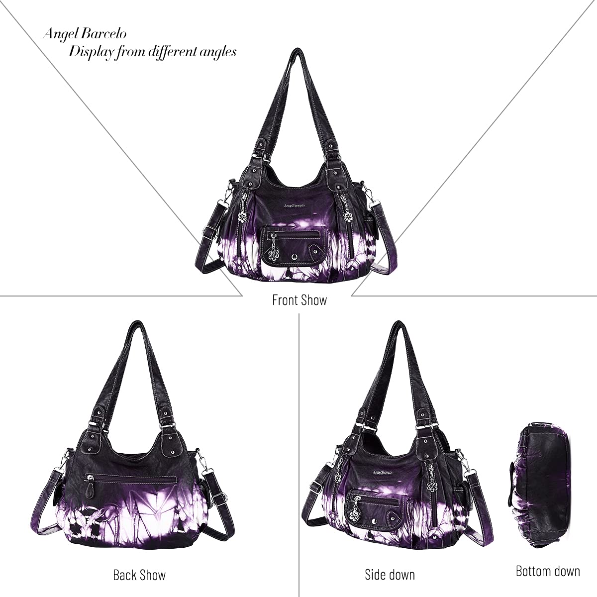 Angel Barcelo Women Purses and Handbags PU Leather Shoulder Bag Fashion Hobo Bags for Women (Fashion Purple)