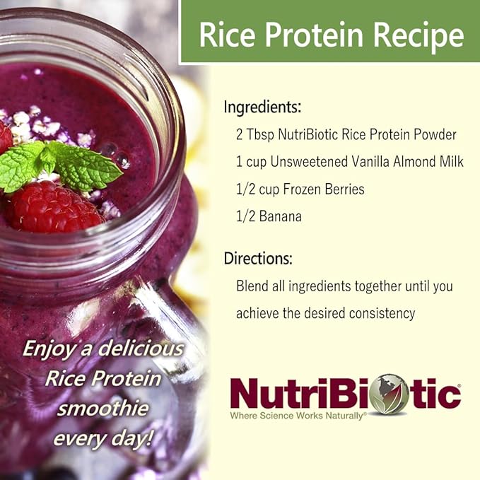 NutriBiotic Chocolate Rice Protein, 1 lb. 6.9 oz | Low Carb, Vegetarian & Keto-Friendly Raw Protein Powder | Grown & Processed Without Chemicals, GMOs or Gluten | Easy to Digest & Nutrient-Rich