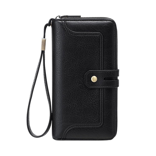 QITELL 2026 New Leather Wallet, Unisex 7.48 Inch Coin Purse, Daily Portable Pocket Pouch for Women Men Travel Shopping (Black)