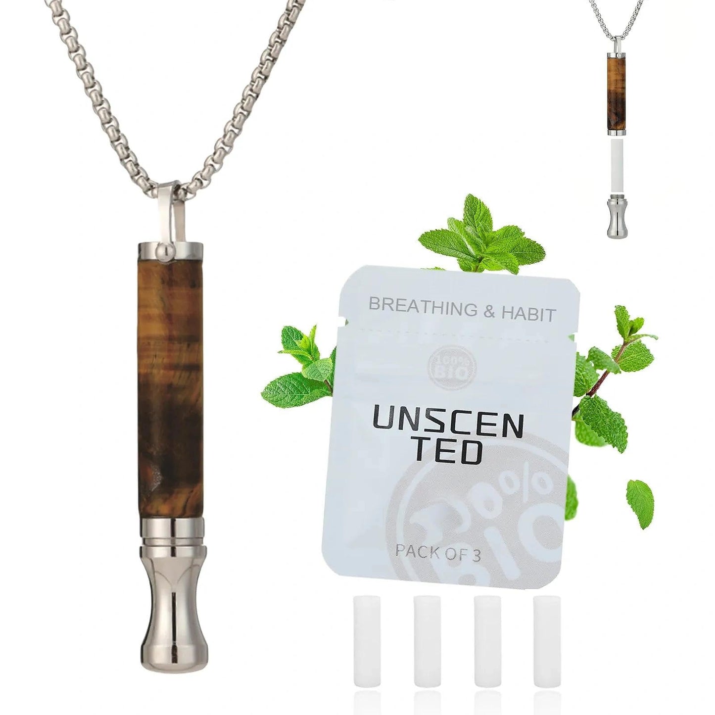 AD ADASTONE Breathing Necklace for Anxiety Relief Breathlink Anti Smoking Necklace Stop Smoking Aids Quit Vaping Tools for Smoking Cessation Fum Vaporless Inhaler for Natural Calm Stress Relief