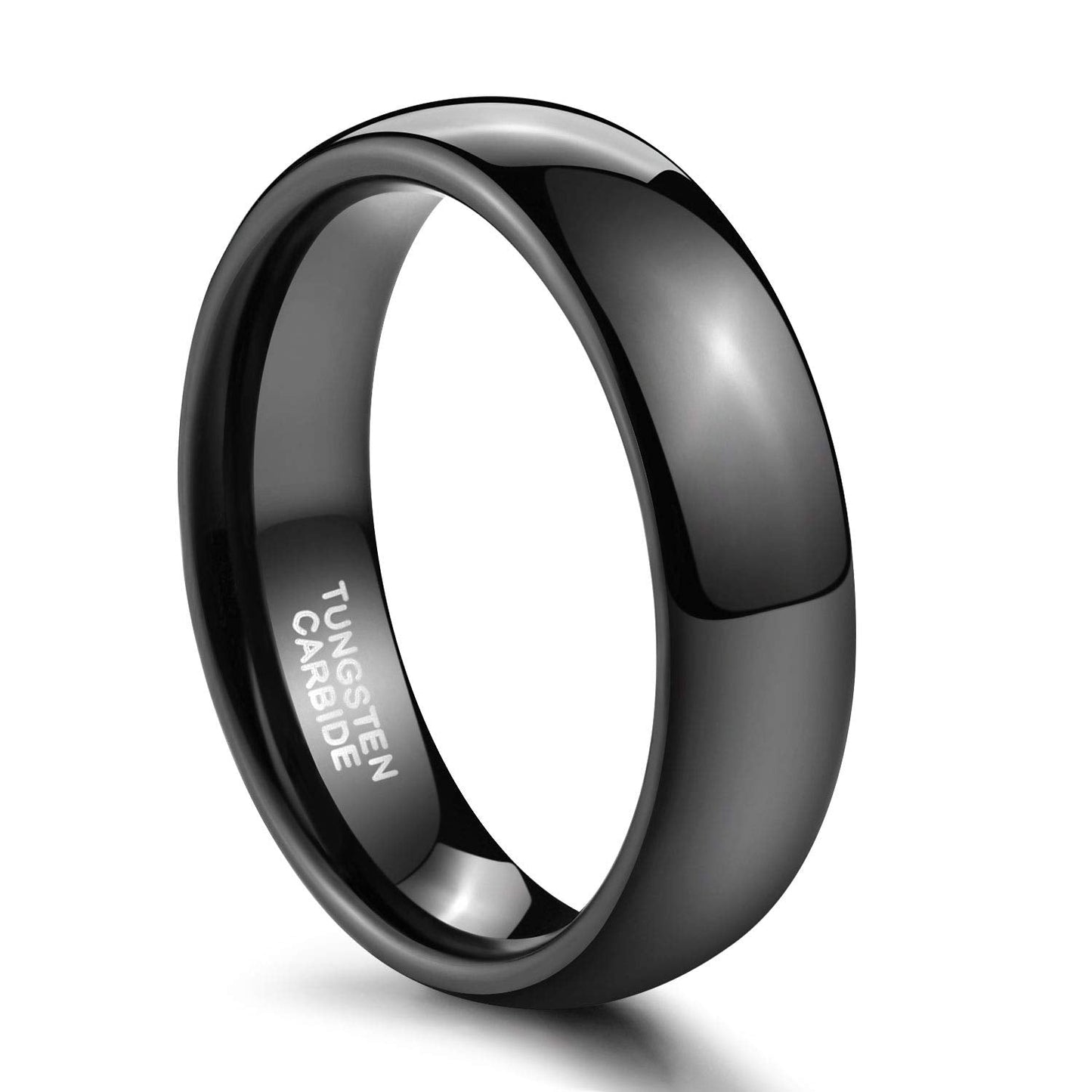 TRUMIUM 6mm Black Tungsten Ring for Men Women High Polished Comfort Fit Wedding Band Size 12.5