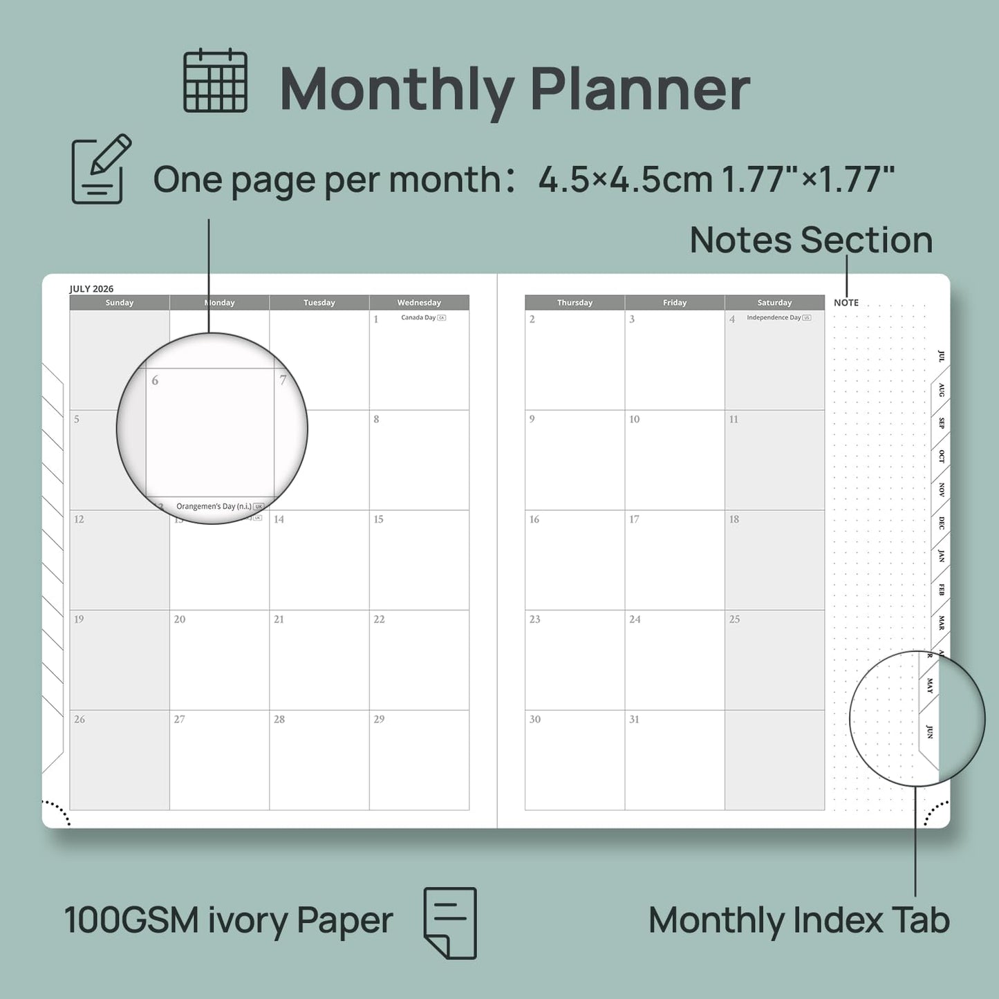 POPRUN Planner 2026-2027 (Large 8.5"x 10.5"), Horizontal Weekly Notebook Jul.2026 - Jun.2027, Academic Appointment Book with Monthly Tabs, Leather Hardcover, Inner Pocket - Navy Blue