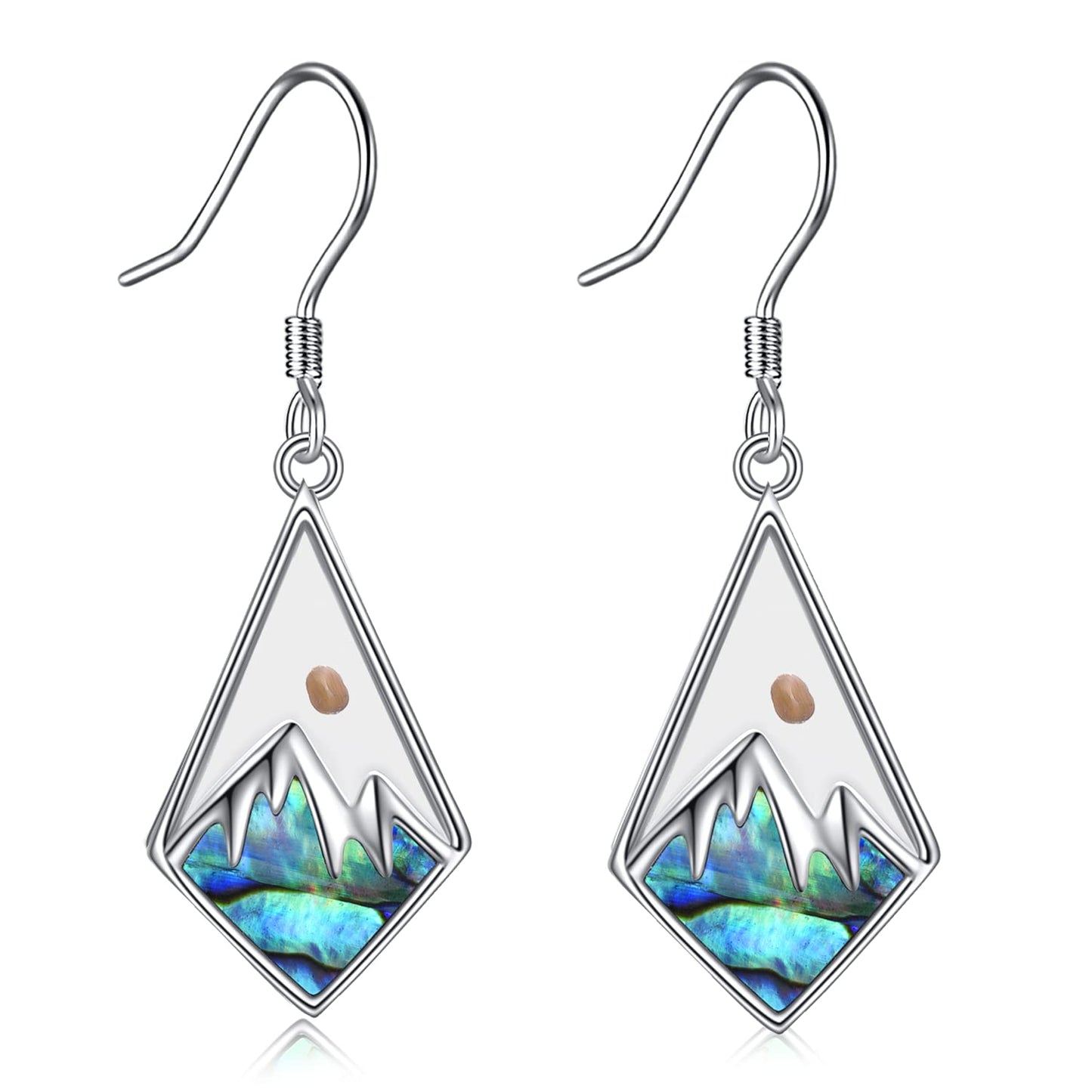 AOBOCO Mustard Seed Dangle Earrings 925 Sterling Silver Faith Mountain Drop Earrings Christian Religious Abalone Jewelry Gifts for Women