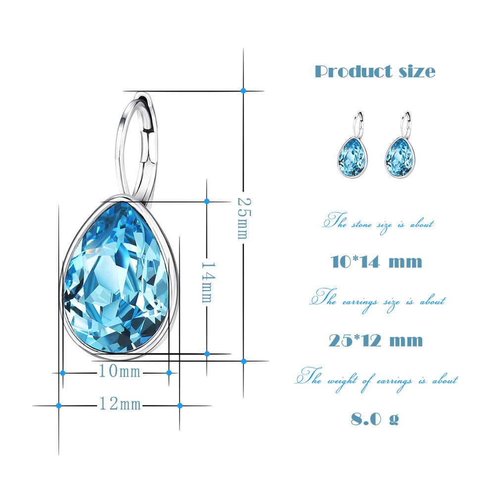 Xuping Jewelry Fashion Huggies Crystal Earring for Women (Sky Blue)