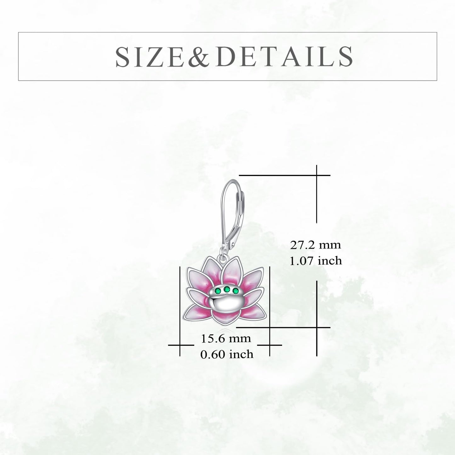 TIGER RIDER Pink Lotus 925 Sterling Silver Leverback Earrings Flora Jewelry Gift for Women Birthday Christmas
