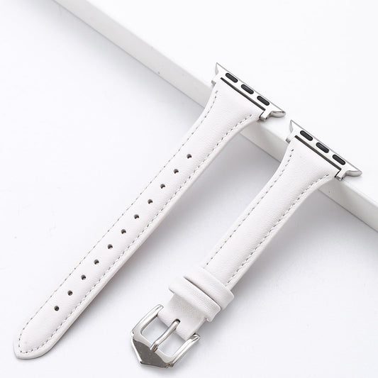 Slim Soft Genuine Leather Bands Compatible with Apple Watch Band 38mm 40mm 41mm 42mm for Women, Dressy Durable Leather Replacement Strap for iWatch SE1/2/3 11 10 9 8 7 6 5 4 3 2 1