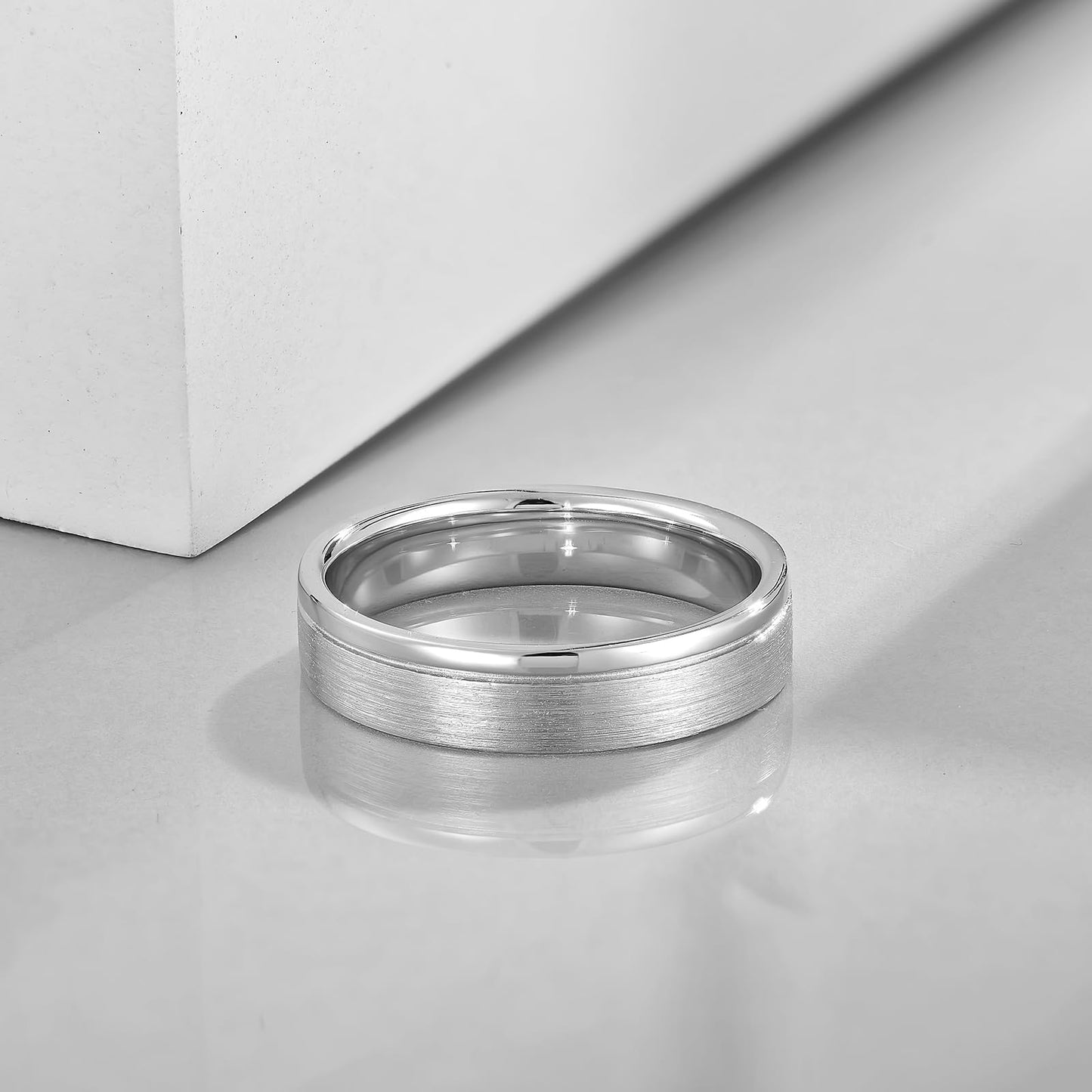 STARCHENIE Men's Wedding Band 925 Sterling Silver, 5MM, Brushed Matte Finish, Comfort Fit, Size 11