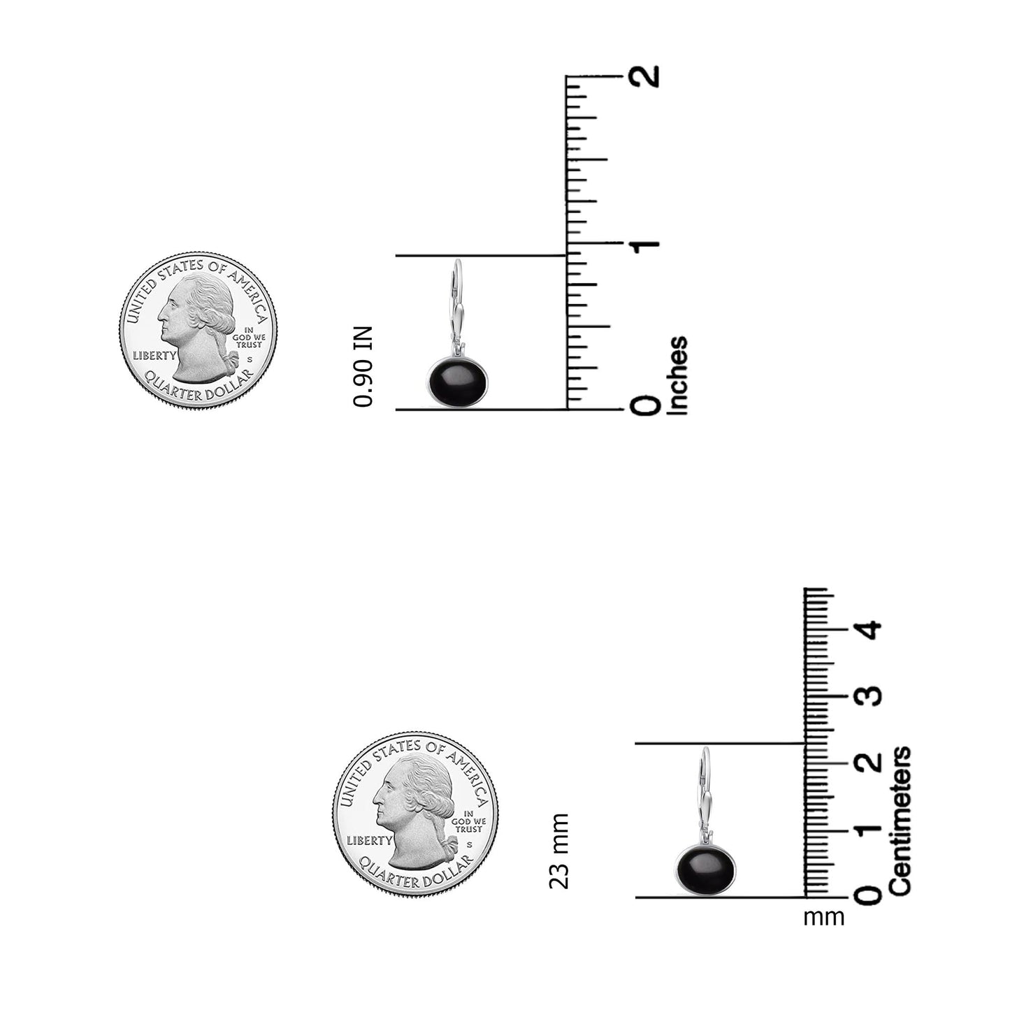 LeCalla 925 Sterling Silver Leverback Earrings for Women | Bezel-Set Black Onyx Oval Gemstone Drop Earrings | Women’s Gemstone Faceted Earrings 23MM