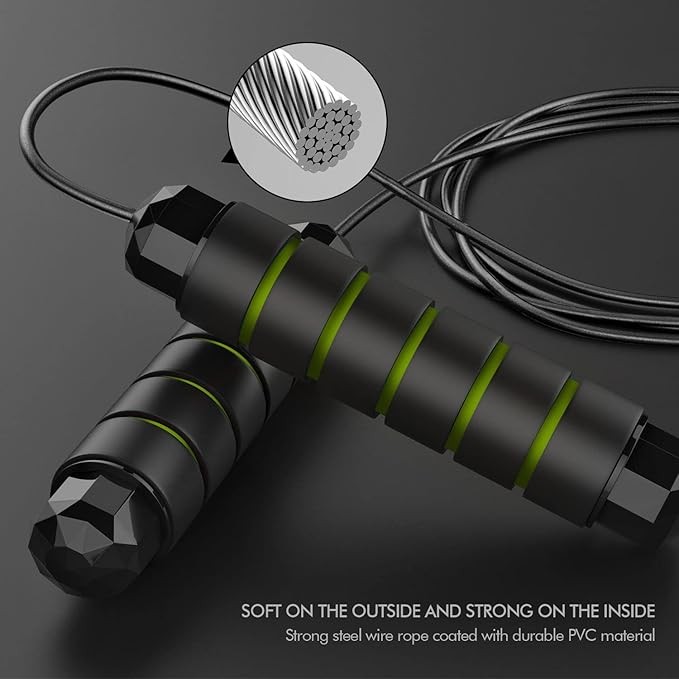 Jump Rope, Tangle-Free Rapid Speed Jumping Rope Cable with Ball Bearings for Women, Men, and Kids, Adjustable Steel Jump Rope with Foam Handles for Home Gym Exercise Fitness Workout Equipment & Slim Body