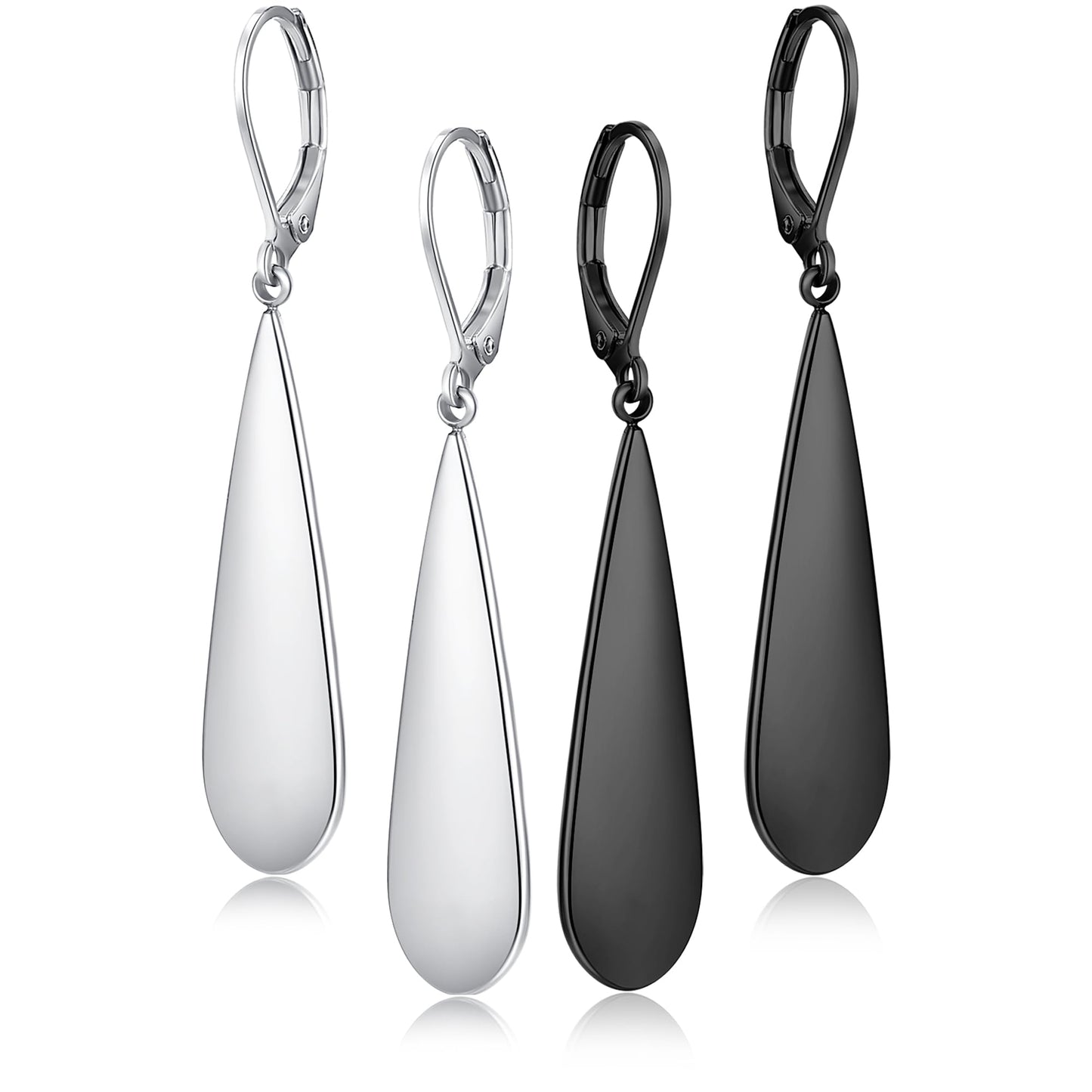 FLYUN 18k Gold Plated Long Teardrop Dangle Earrings For Women Trendy-Hypoallergenic Lightweight Leverback Dangle Earrings For Jewelry Gift(S&B)