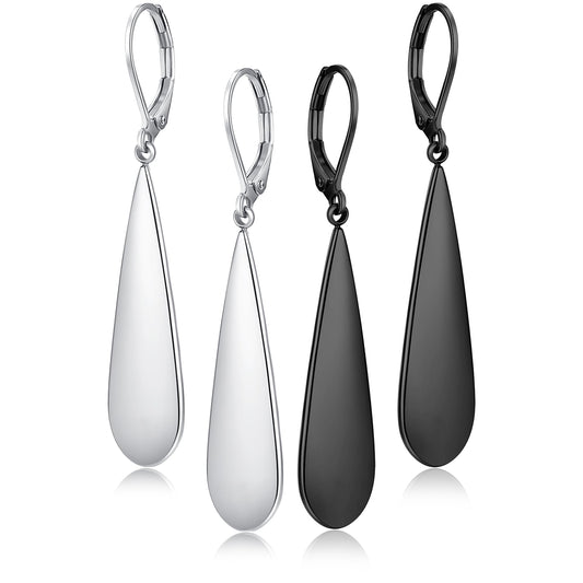 FLYUN 18k Gold Plated Long Teardrop Dangle Earrings For Women Trendy-Hypoallergenic Lightweight Leverback Dangle Earrings For Jewelry Gift(S&B)