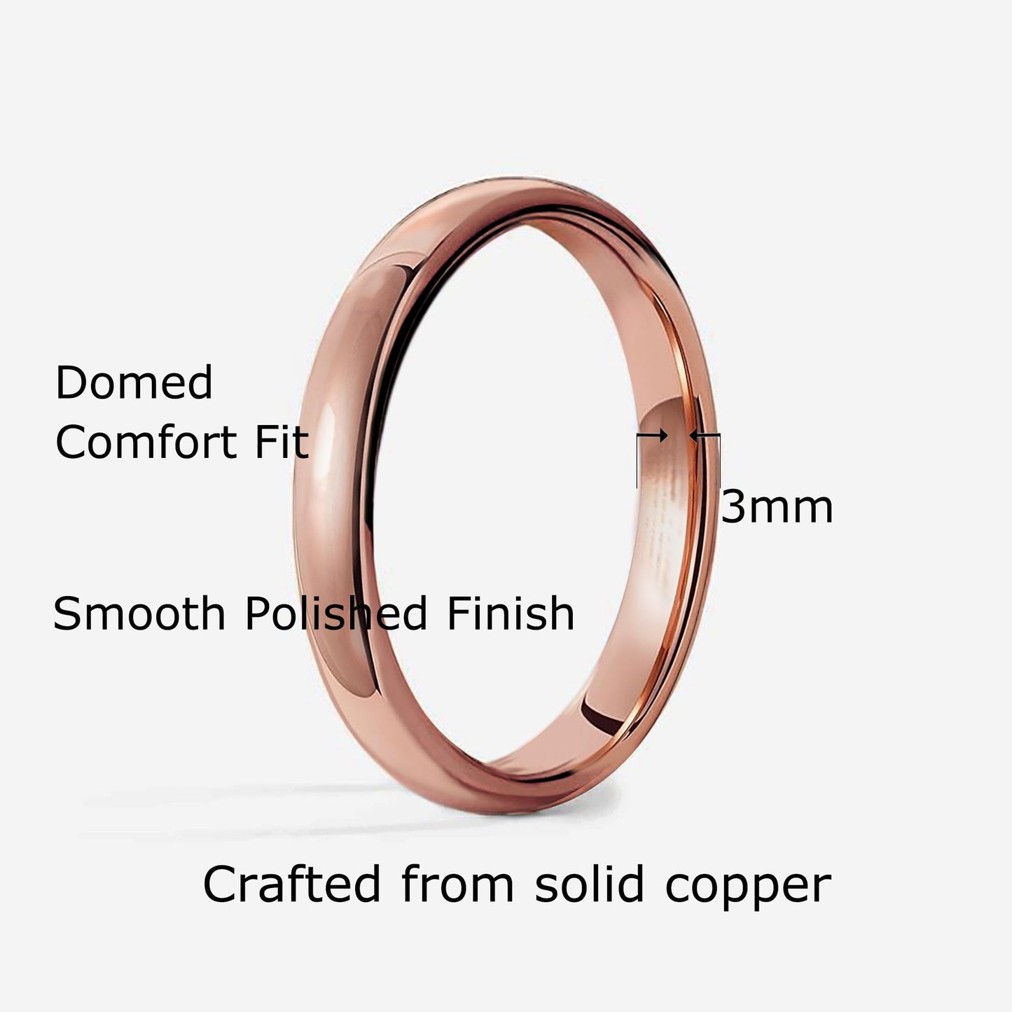 IVY & BAUBLE Pure Uncoated Solid Copper Ring for Men & Women — Lab-Tested, Raw Authentic Copper Band, Wellness Jewelry, Crafted in USA, 3mm, Size 6